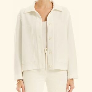 Max Studio Women’s vertical ribbed boyfriend jacket in cream Large New